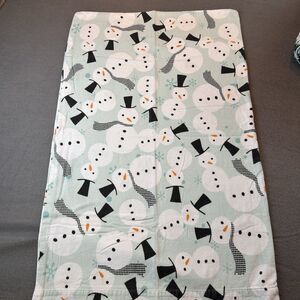 King Sized Flannel Sheet Set - Snowman - Fitted - Flat & 2 Pillow Cases - Winter